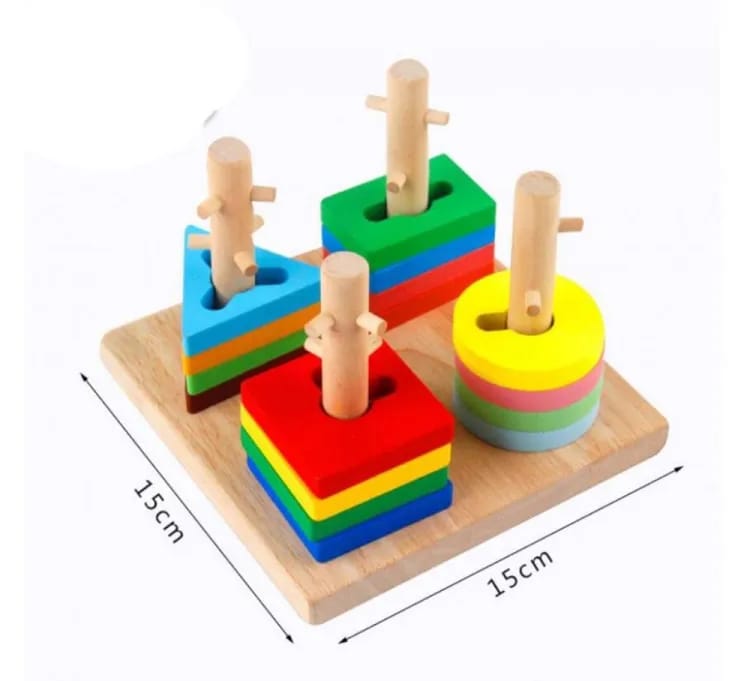 Geometric Shape Colorful Four Column Set COLUMN TOY SET GEOMETRIC FOUR COLUMN TOY SET FOR CHILDREN.With bright colors, the toy board can quickly