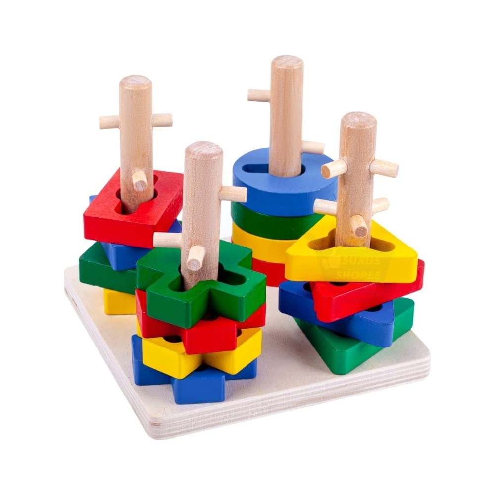 Geometric Shape Colorful Four Column Set COLUMN TOY SET GEOMETRIC FOUR COLUMN TOY SET FOR CHILDREN.With bright colors, the toy board can quickly