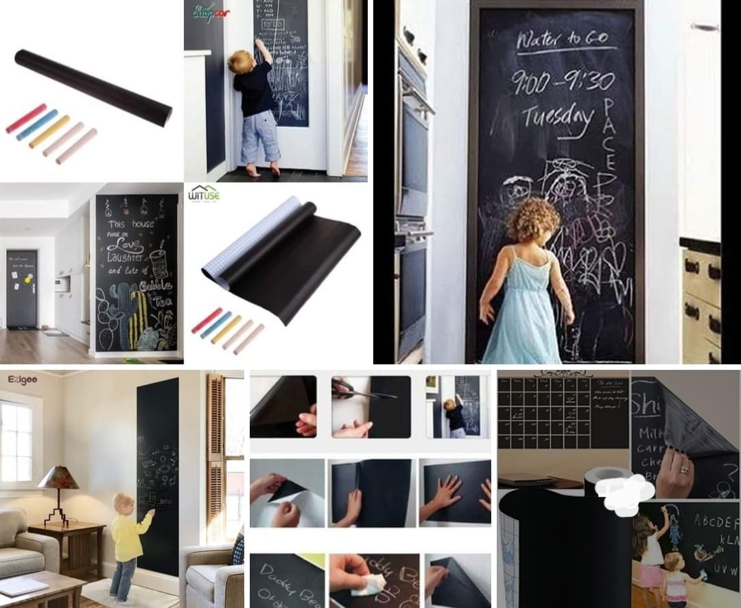 200cm Adhesive black board paper with 5 chalks