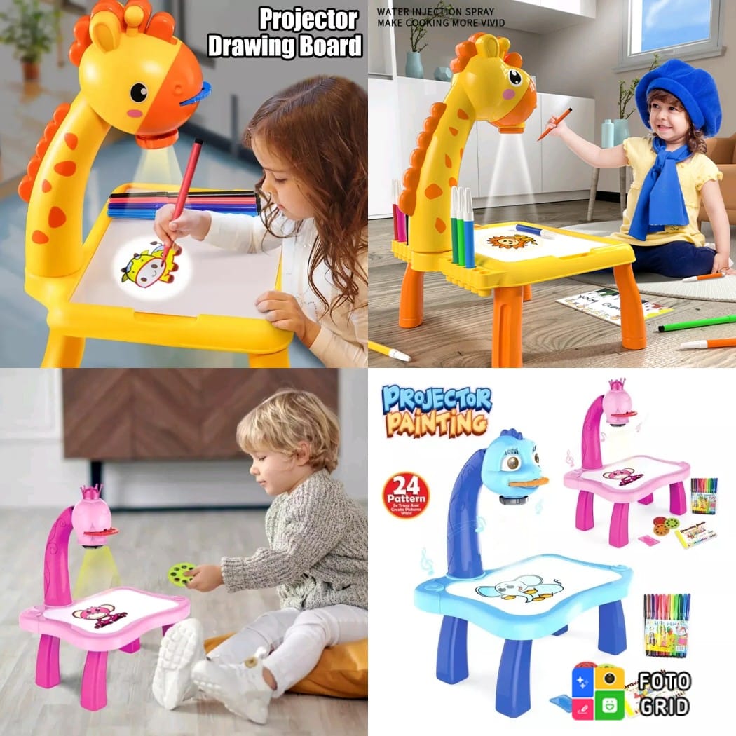 Children LED projector drawing toys - Montessori educational learning writing tablet for children - color Blue