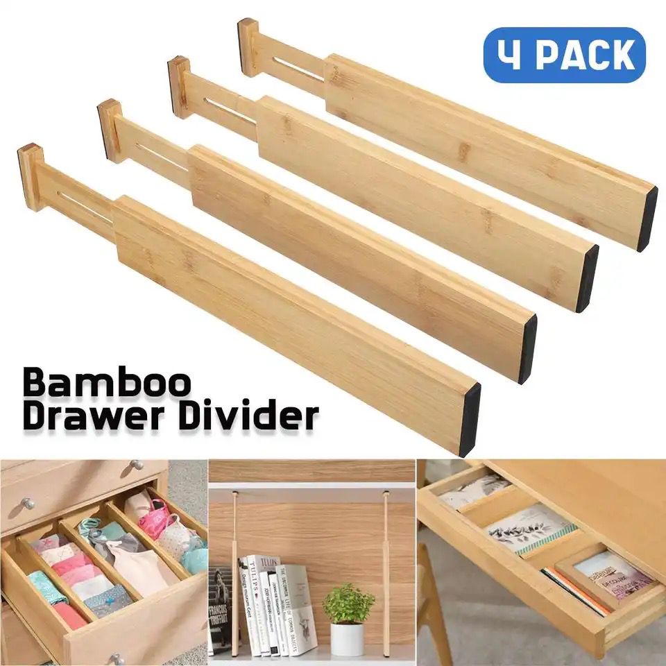 4pcs Bamboo drawer Dividers Kdh