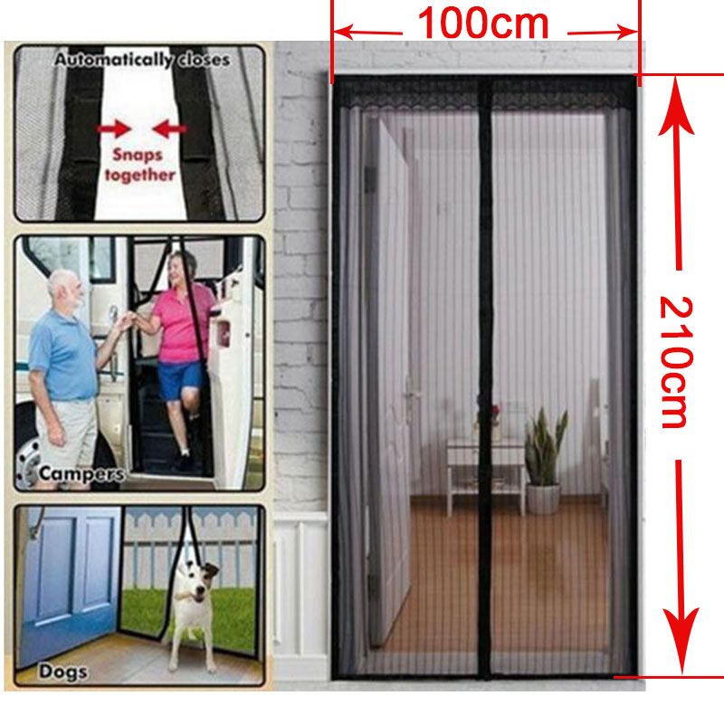 Magic Curtain Door Mesh Magnetic Insect Screen Net Mosquito Curtains black color