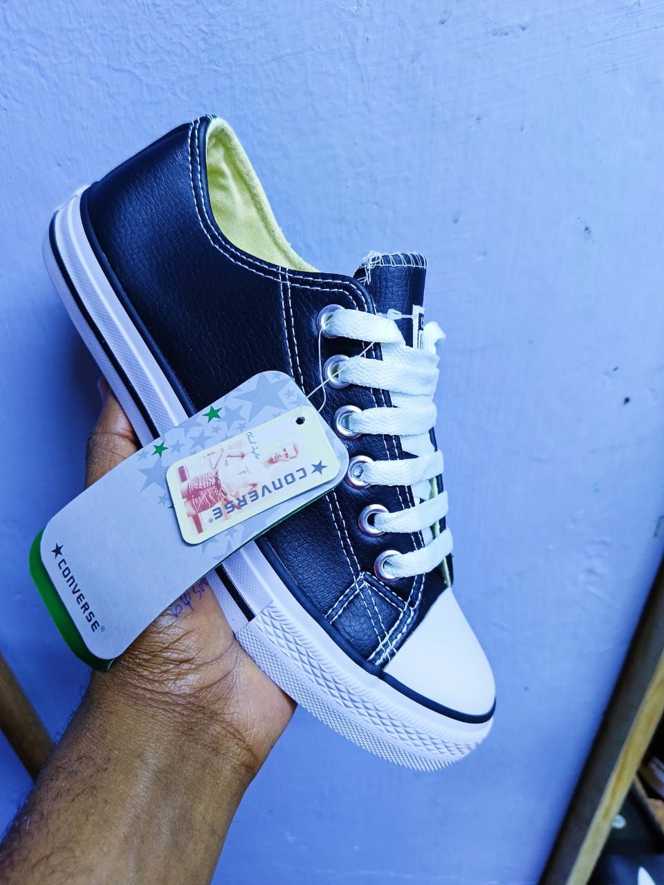 ALL STAR LEATHER CONVERSE RUBBER SHOES black
