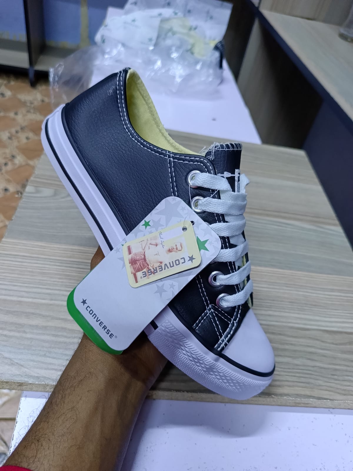ALL STAR LEATHER CONVERSE RUBBER SHOES black