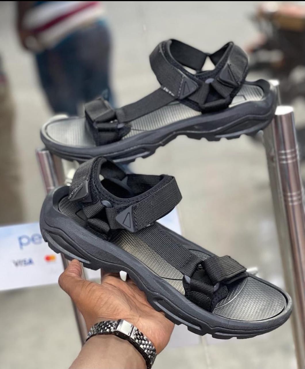 High Quality Teva Leather men's Teva leather open shoes/sandals
