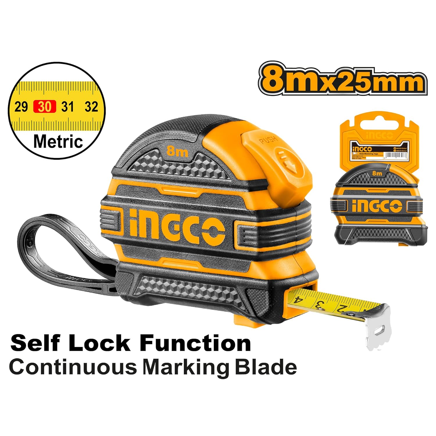 INGCO HSMT08825 Steel measuring tape 8mx25mm