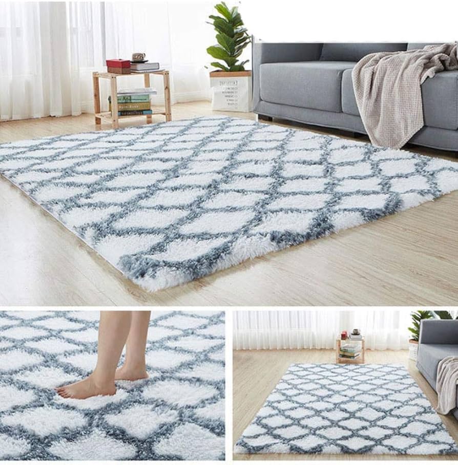 Pattern fluffy carpet This woolen shag rug in cotton material and a thick surface is the ideal carpet for your home that will give you value for your money. It is very soft for a warm and cozy living