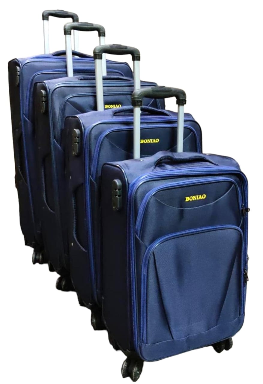 4PCS BONIAO MATERIAL 4 WHEELS Stylish travel suitcase made from durable fabricComes with a set 360-degree wheels for convenient movement Large and spacious enough for your belongings and your family S