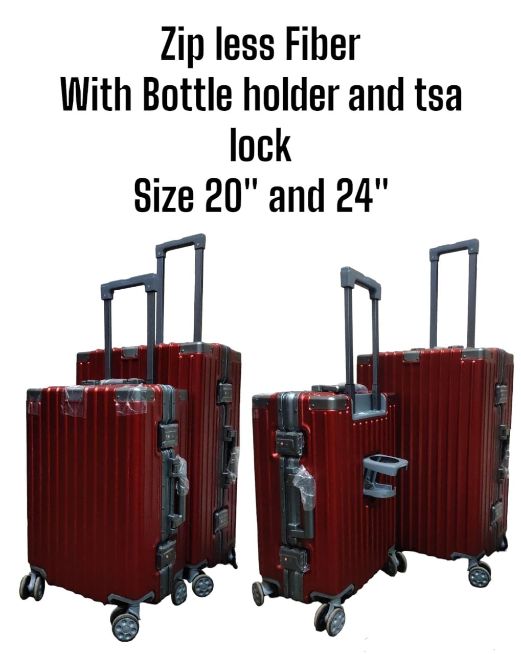 zip less fiber with bottle holder and tsa lock size 20 and 24