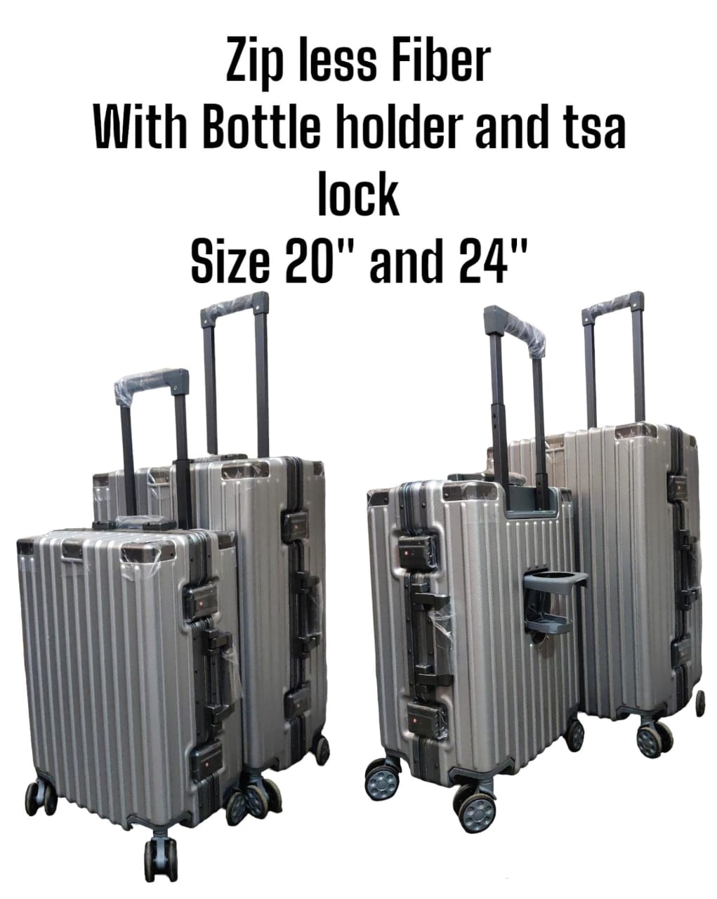 zip less fiber with bottle holder and tsa lock size 20 and 24