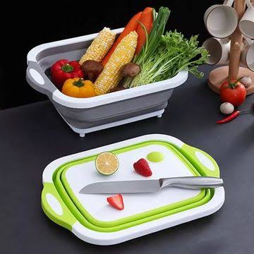 collapsable chopping board .Made from silicone, a very strong but flexible material.