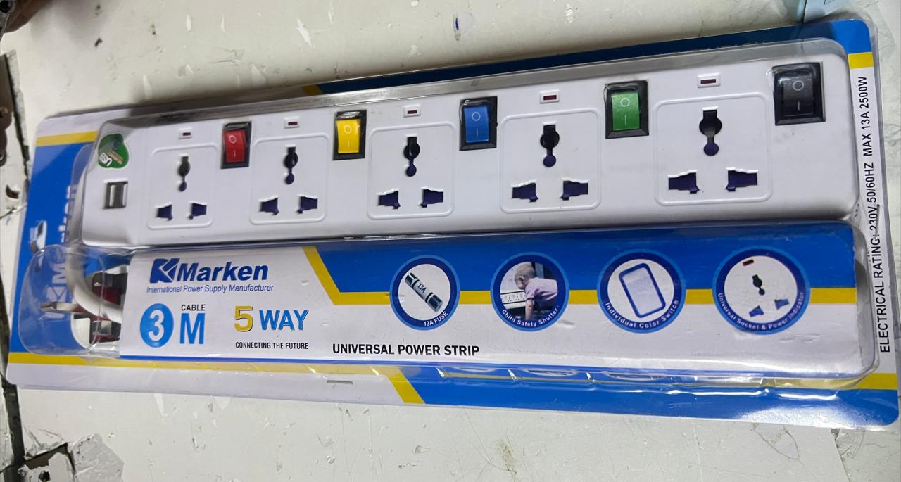 5 Way extention Power King Heavy Duty/Power Socket Extension Cable,