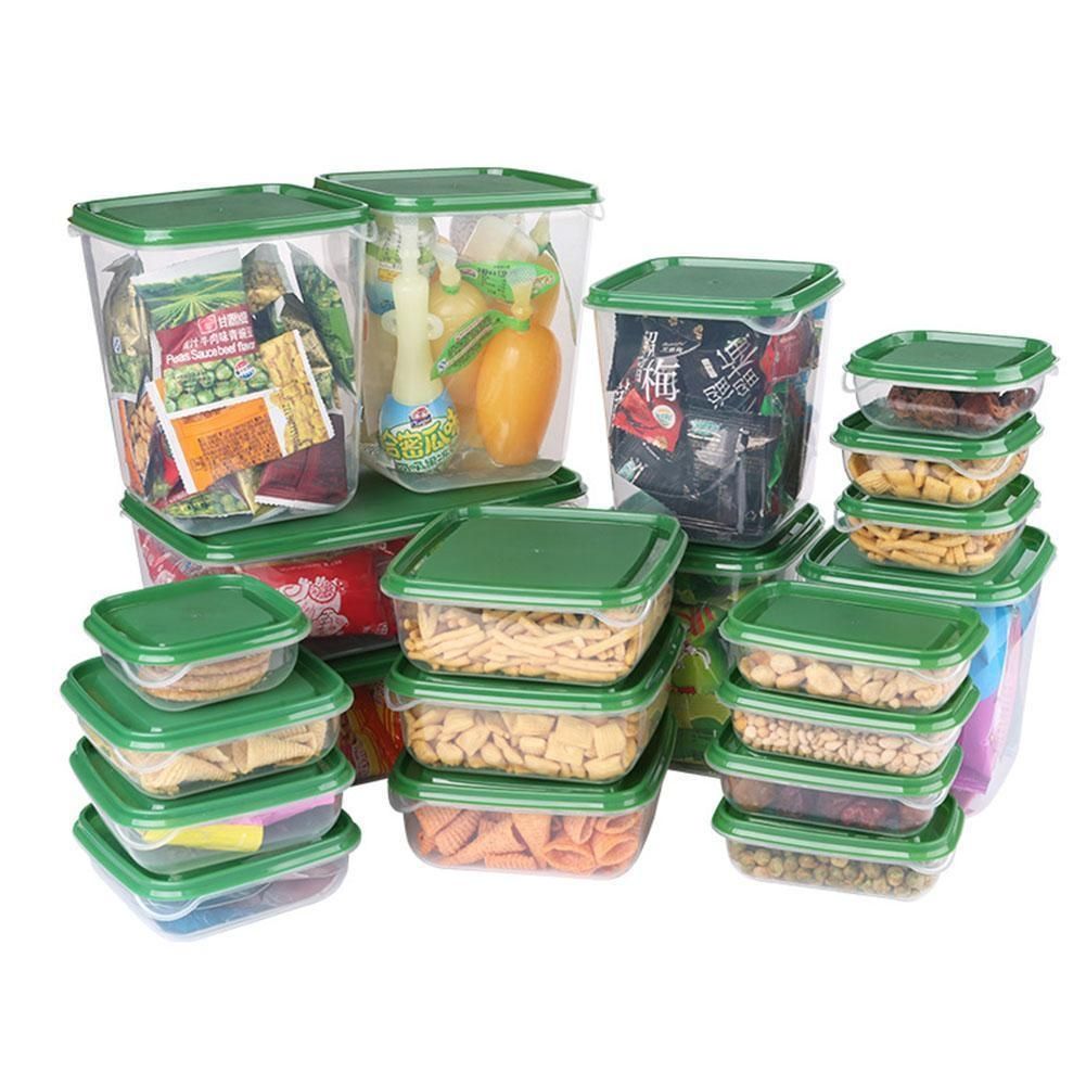 Crisper set 17pc The flexible, easy to remove lids offer a leak-resistant seal. You can even freeze home-made baby food portions in these handy containers.Sturdy and reusable, safe for fridge,microwav