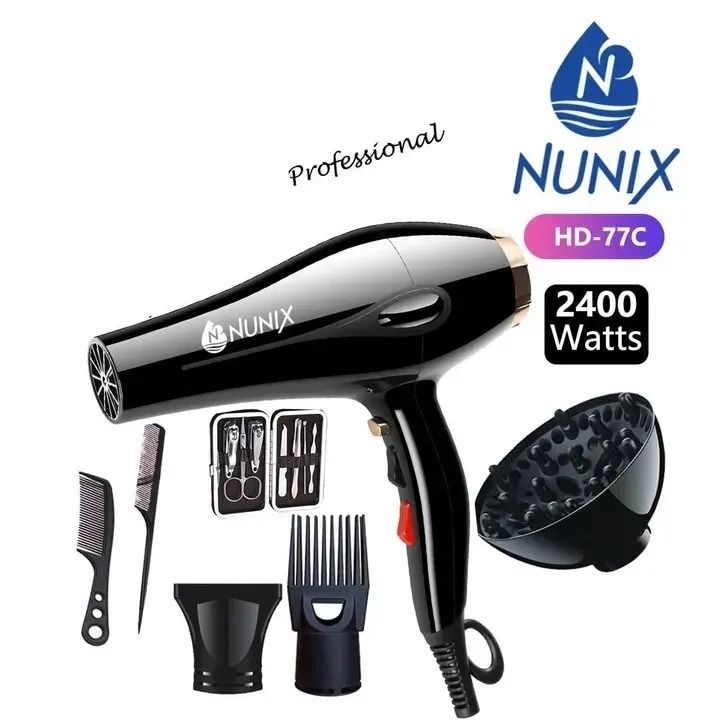 Nunix Proffesional Home And Salon Hair Dryer Blow Dry Machine Black