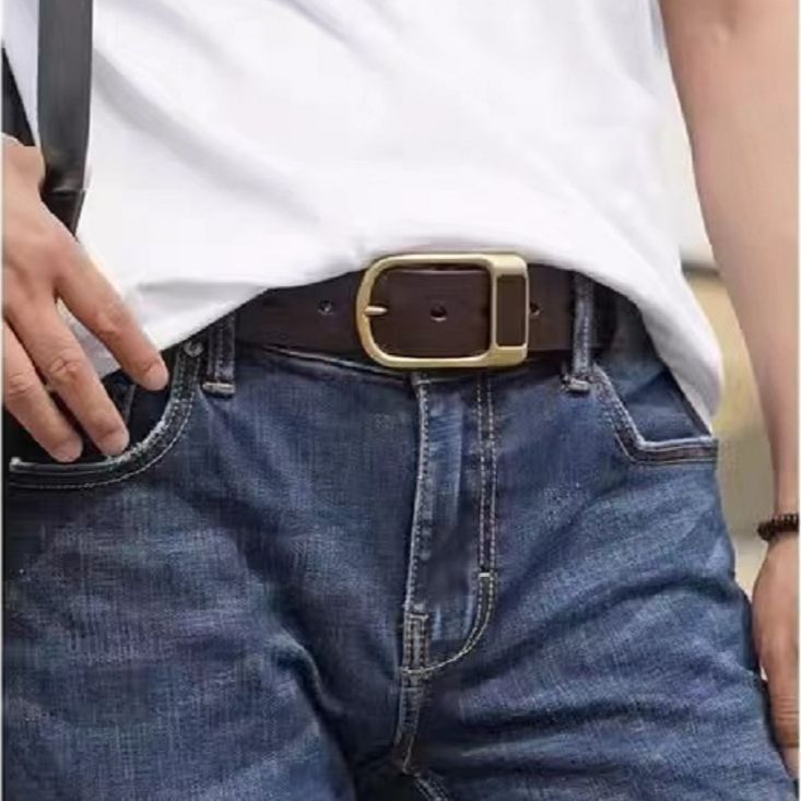 Vintage pin buckle belt Fashion men's business casual dress pants denim belt
