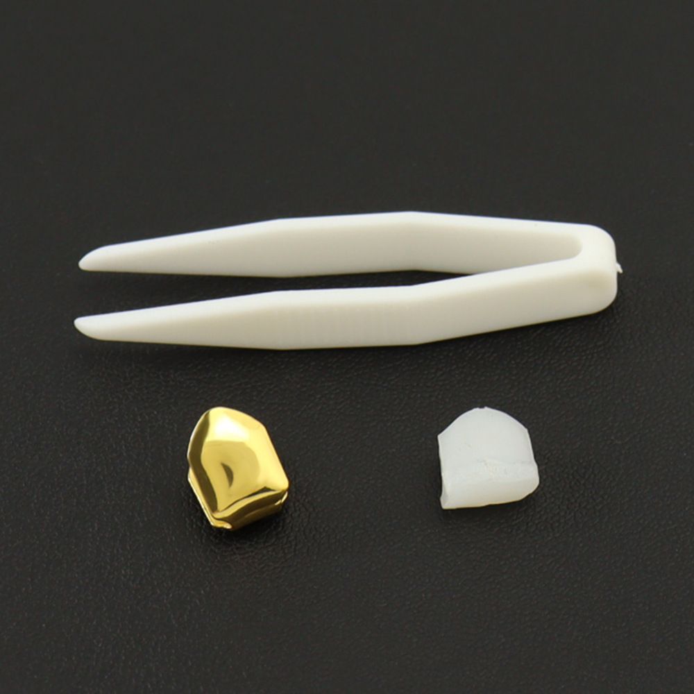 24K Single Tooth Cap Grills Hip Hop Style Teeth Grill Dental Braces Teeth Makeup Tools Silver 1pc