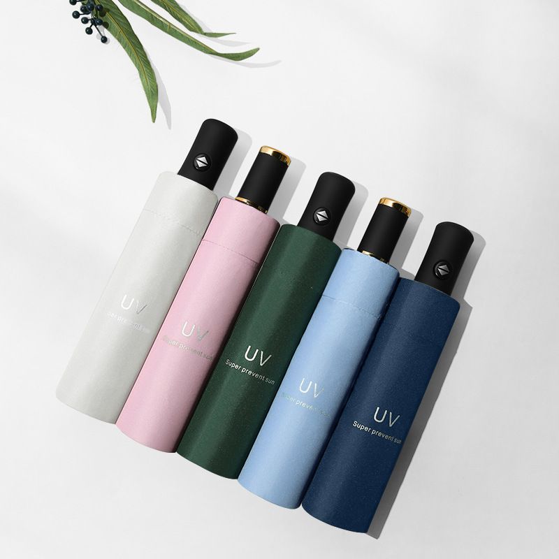 UV Umbrella Protection Sun Automatic Open and Close Umbrella Three Fold 8 skeleton Thickened Black Glue Sun UV Clean Umbrella
