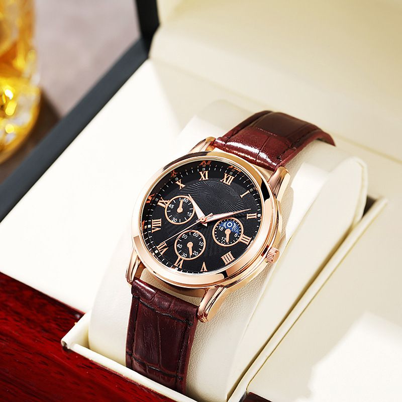 New popular African couple watch, versatile fashionable high-end quartz watch, three eye men's watch, minimalist women's watch, business leisure waterproof watch, the same Tiktok watch