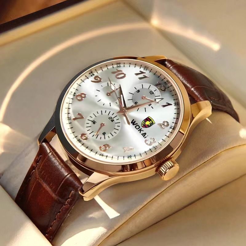 New popular African couple watch, versatile fashionable high-end quartz watch, three eye men's watch, minimalist women's watch, business leisure waterproof watch, the same Tiktok watch