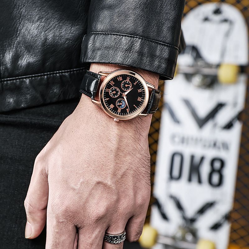 New popular African couple watch, versatile fashionable high-end quartz watch, three eye men's watch, minimalist women's watch, business leisure waterproof watch, the same Tiktok watch