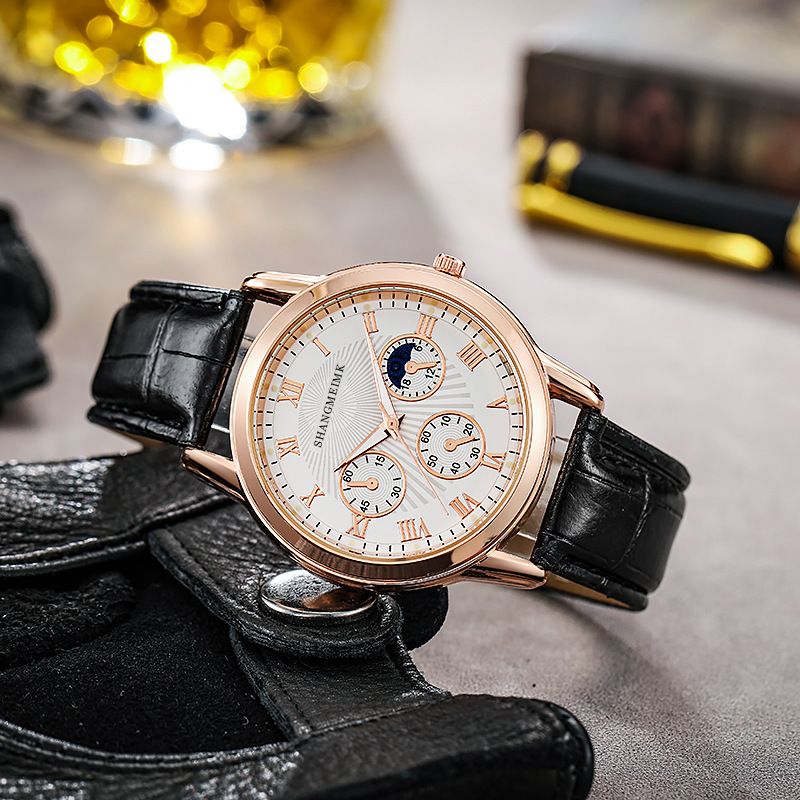 New popular African couple watch, versatile fashionable high-end quartz watch, three eye men's watch, minimalist women's watch, business leisure waterproof watch, the same Tiktok watch
