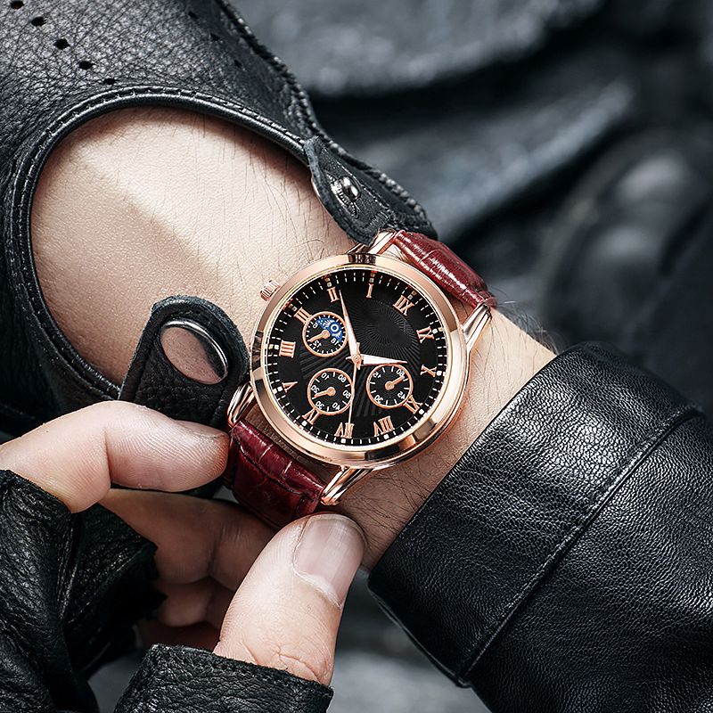New popular African couple watch, versatile fashionable high-end quartz watch, three eye men's watch, minimalist women's watch, business leisure waterproof watch, the same Tiktok watch