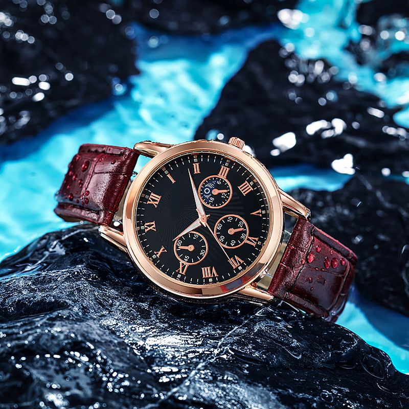 New popular African couple watch, versatile fashionable high-end quartz watch, three eye men's watch, minimalist women's watch, business leisure waterproof watch, the same Tiktok watch