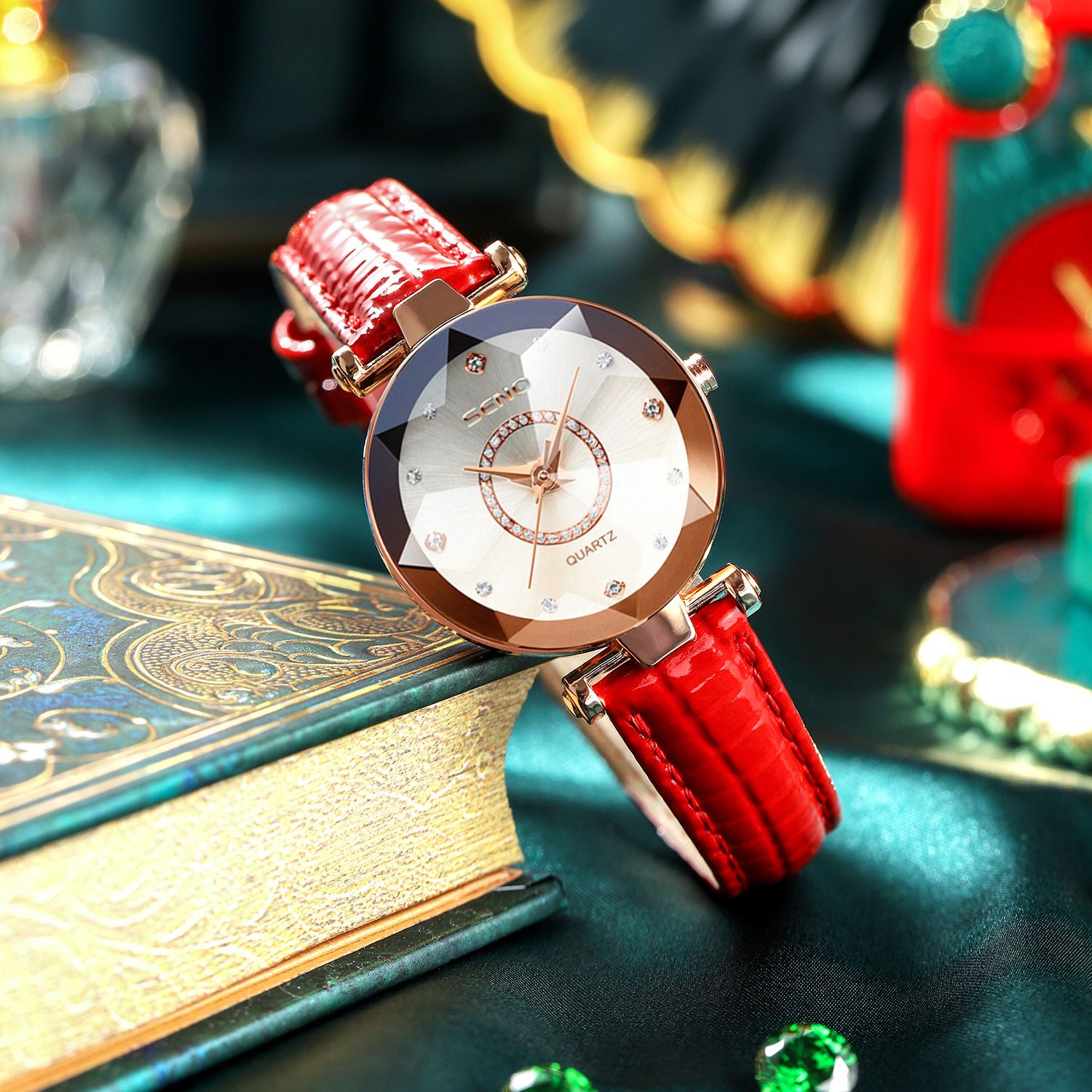 2024 Hot selling Ocean Heart Quartz Watch, niche diamond faced glass solid watch, steel belt women's waterproof watch, African hot selling item