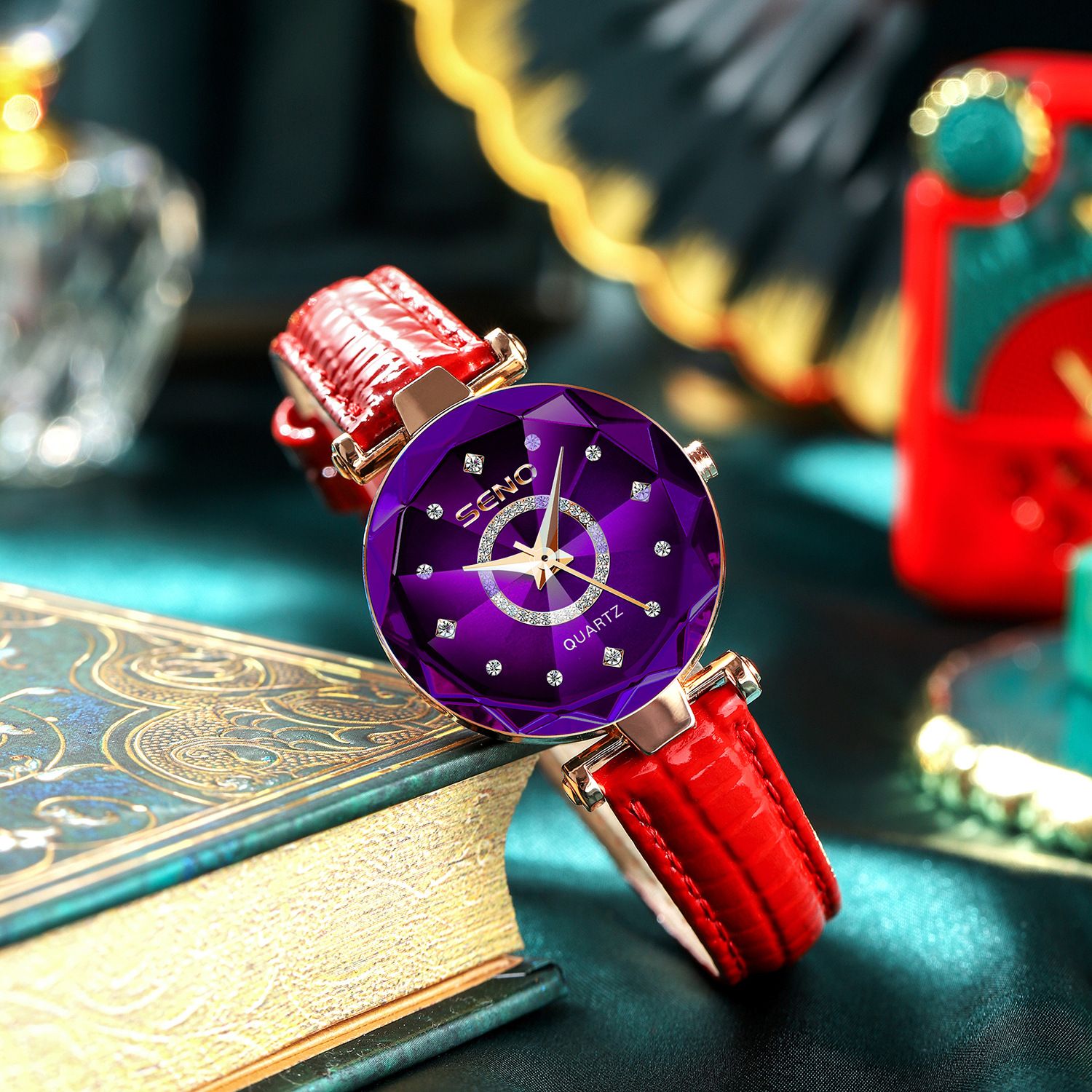 2024 Hot selling Ocean Heart Quartz Watch, niche diamond faced glass solid watch, steel belt women's waterproof watch, African hot selling item