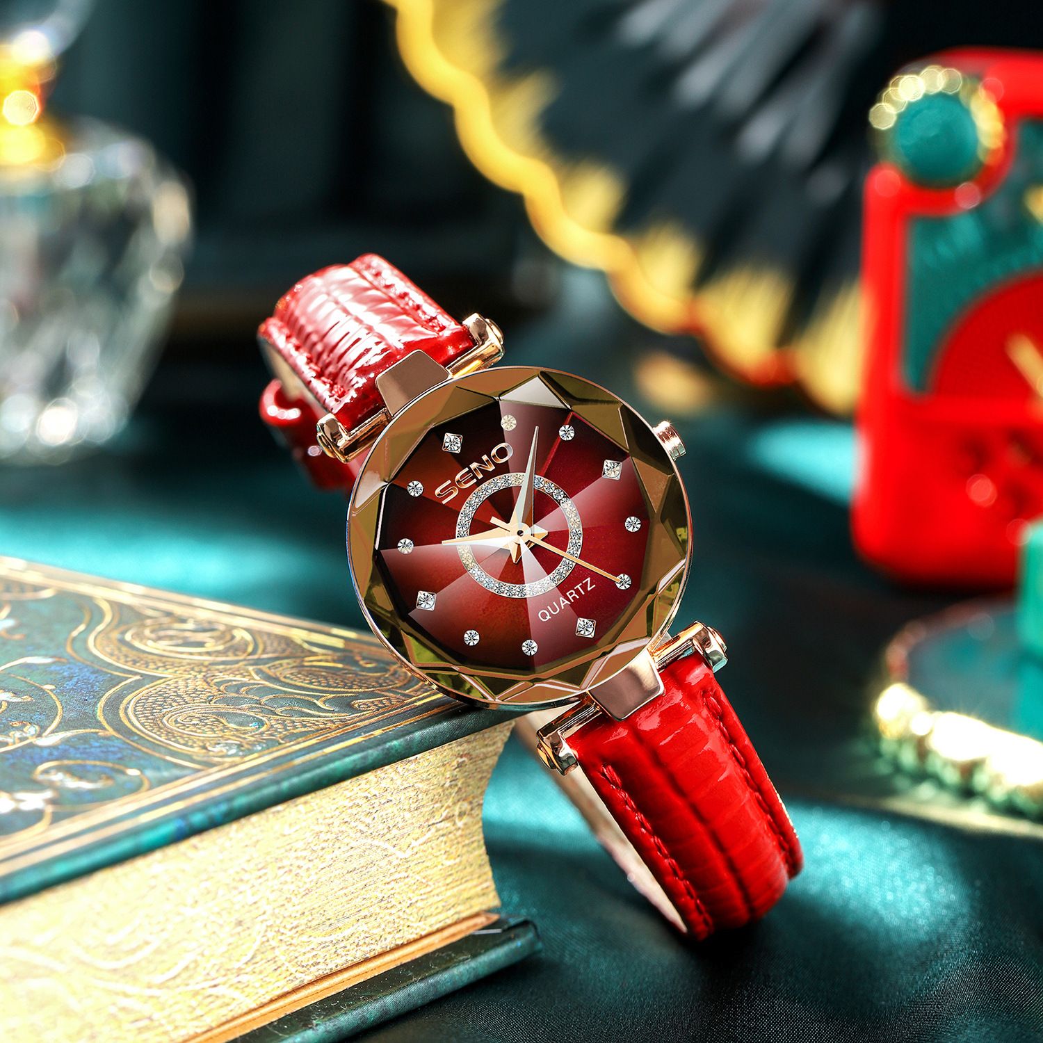 2024 Hot selling Ocean Heart Quartz Watch, niche diamond faced glass solid watch, steel belt women's waterproof watch, African hot selling item