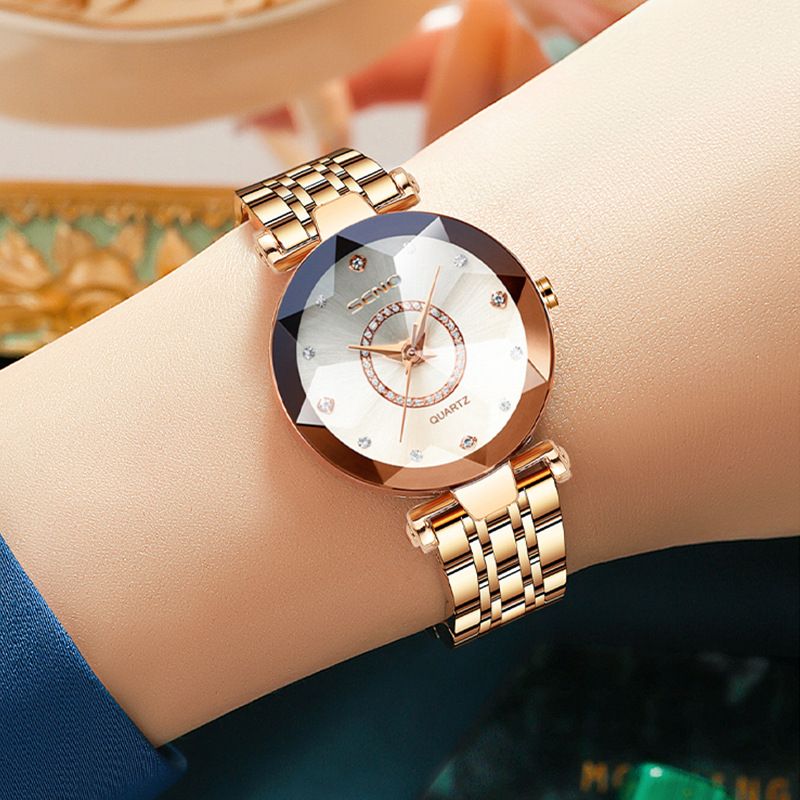 2024 Hot selling Ocean Heart Quartz Watch, niche diamond faced glass solid watch, steel belt women's waterproof watch, African hot selling item