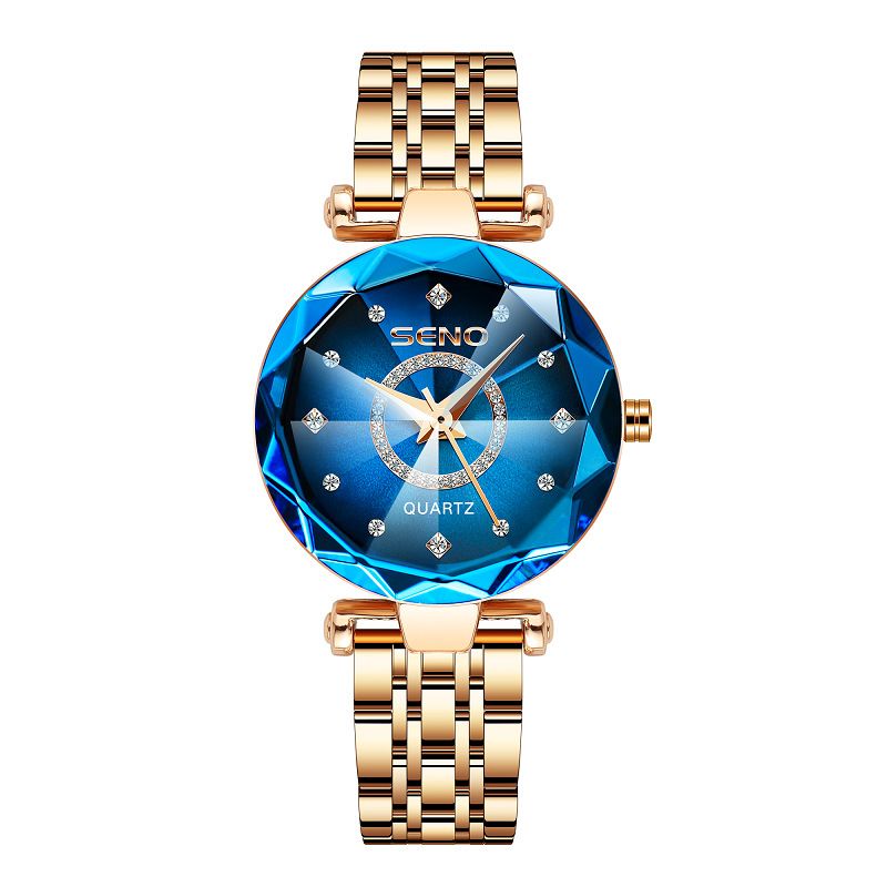 2024 Hot selling Ocean Heart Quartz Watch, niche diamond faced glass solid watch, steel belt women's waterproof watch, African hot selling item
