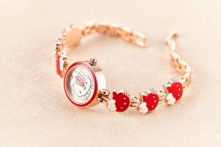 New KT Cat Watch, Popular African Fashion Cute Children's Bracelet Steel Band Watch, Student Quartz Watch, Simple and Elegant Watch