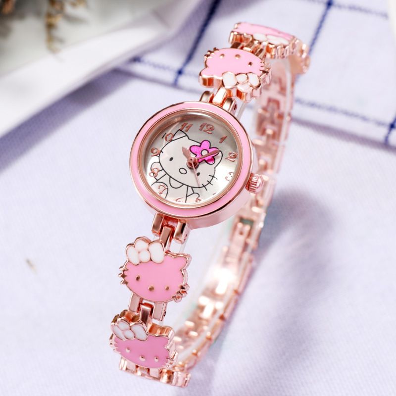 New KT Cat Watch, Popular African Fashion Cute Children's Bracelet Steel Band Watch, Student Quartz Watch, Simple and Elegant Watch