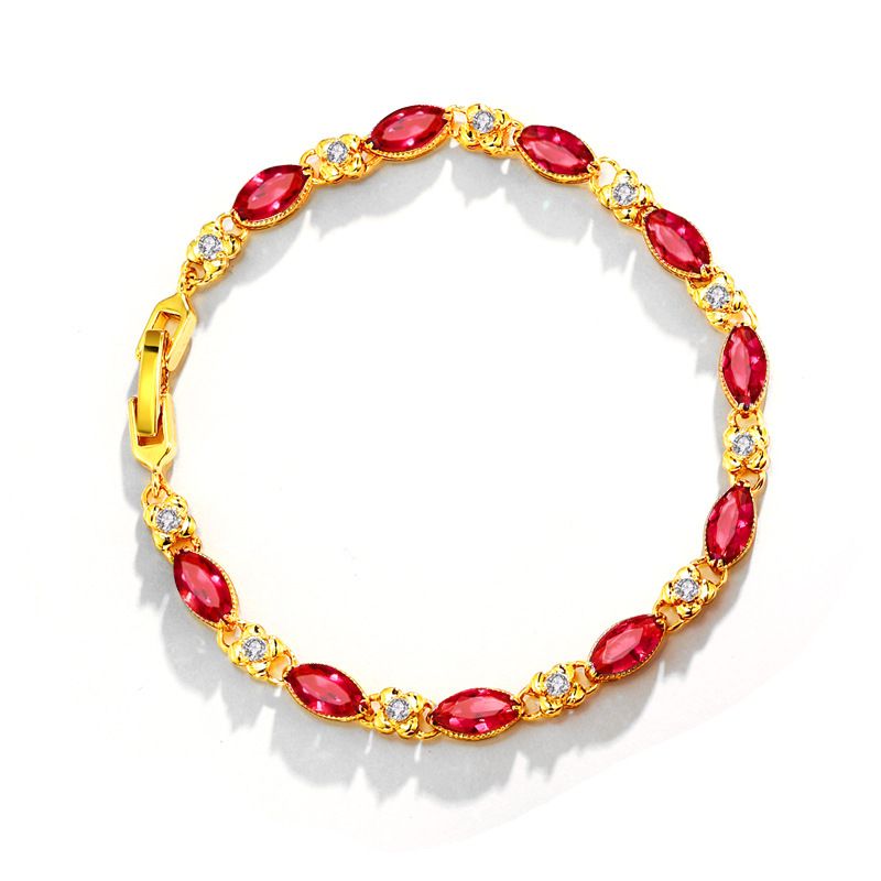 New alloy women's bracelet, fashionable retro imitation ruby bracelet, dazzling colored jewelry, simple and elegant, fashionable and popular in Africa