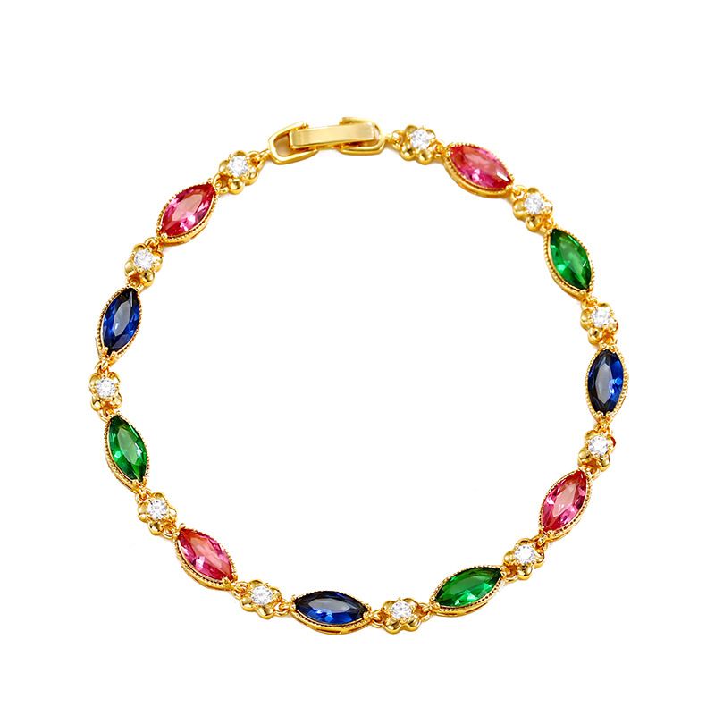New alloy women's bracelet, fashionable retro imitation ruby bracelet, dazzling colored jewelry, simple and elegant, fashionable and popular in Africa