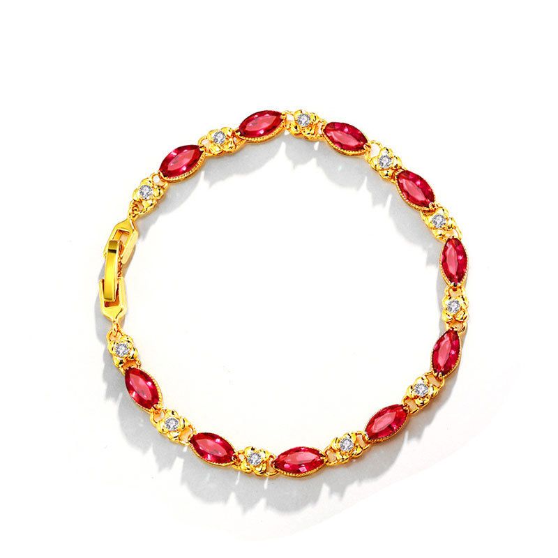 New alloy women's bracelet, fashionable retro imitation ruby bracelet, dazzling colored jewelry, simple and elegant, fashionable and popular in Africa