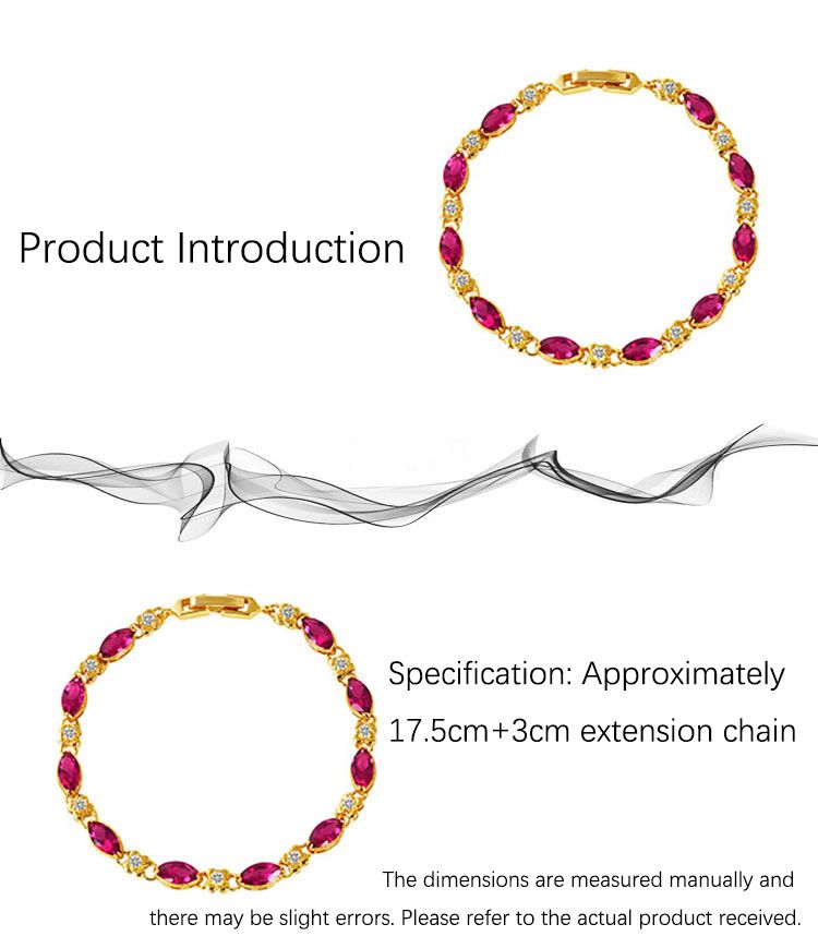 New alloy women's bracelet, fashionable retro imitation ruby bracelet, dazzling colored jewelry, simple and elegant, fashionable and popular in Africa