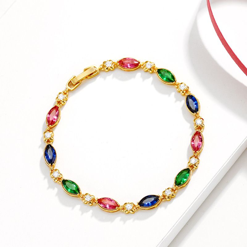 New alloy women's bracelet, fashionable retro imitation ruby bracelet, dazzling colored jewelry, simple and elegant, fashionable and popular in Africa
