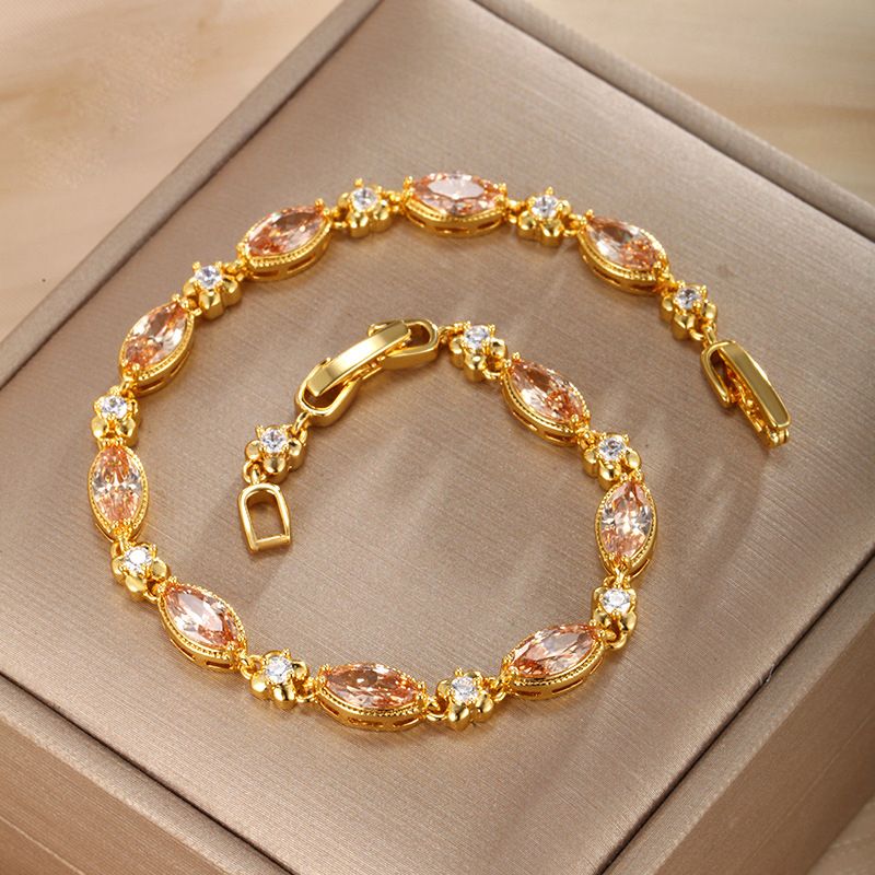 New alloy women's bracelet, fashionable retro imitation ruby bracelet, dazzling colored jewelry, simple and elegant, fashionable and popular in Africa