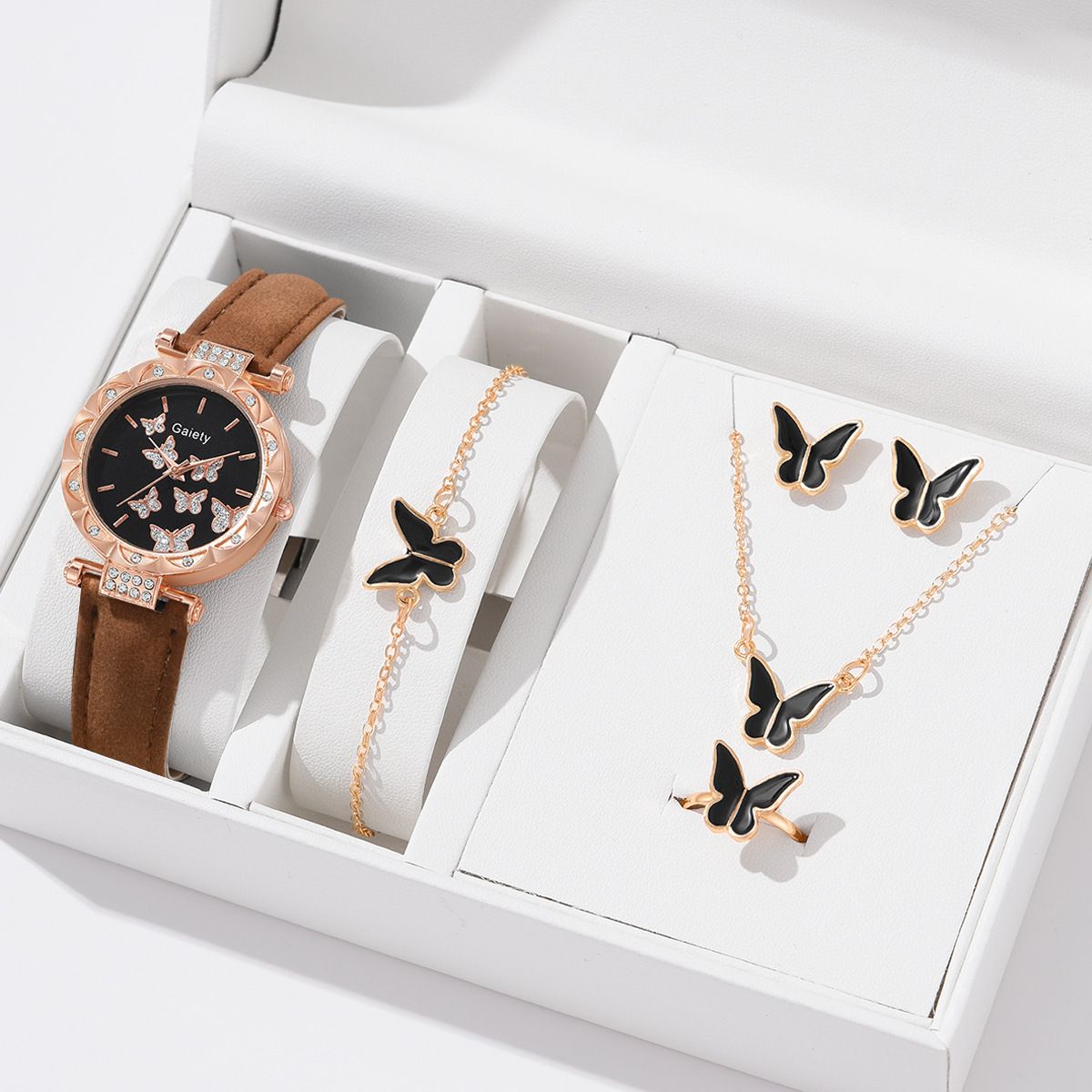 New style vibrating sound explosive ladies' watch, fashionable and personalized simple watch, butterfly digital quartz watch, belt watch set, watch gift box set