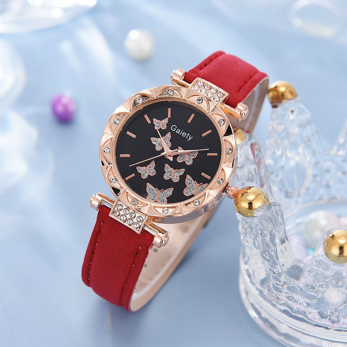 New style vibrating sound explosive ladies' watch, fashionable and personalized simple watch, butterfly digital quartz watch, belt watch set, watch gift box set