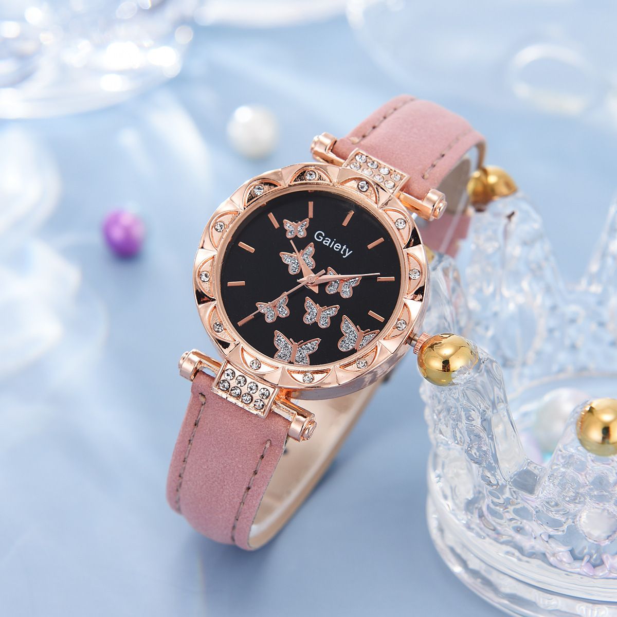 New style vibrating sound explosive ladies' watch, fashionable and personalized simple watch, butterfly digital quartz watch, belt watch set, watch gift box set