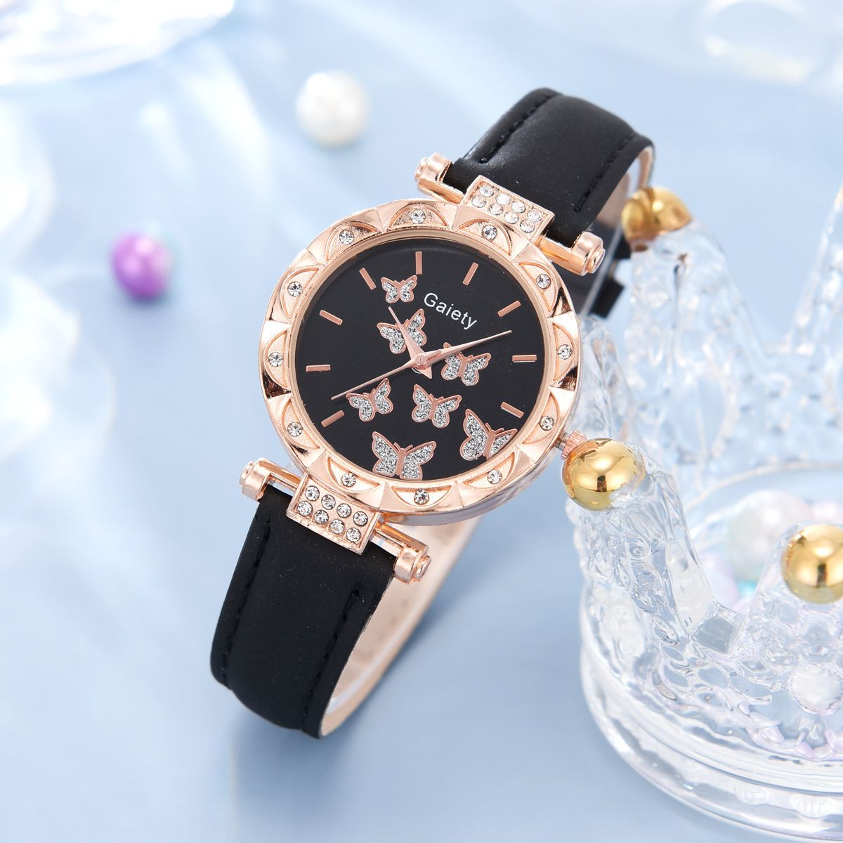 New style vibrating sound explosive ladies' watch, fashionable and personalized simple watch, butterfly digital quartz watch, belt watch set, watch gift box set