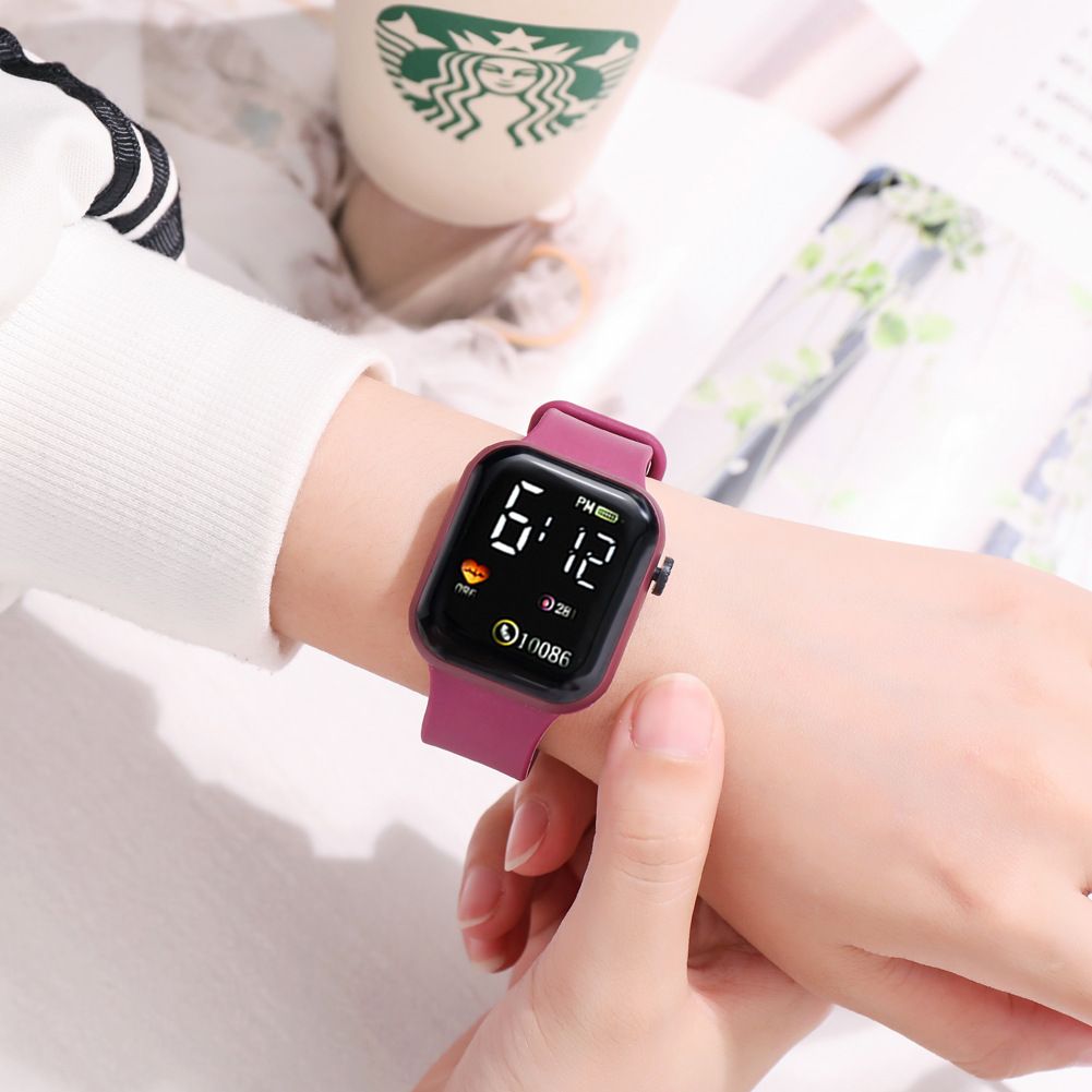 New LED electronic watch, rainbow square heart-shaped watch, waterproof digital sports student electronic watch, simple and fashionable