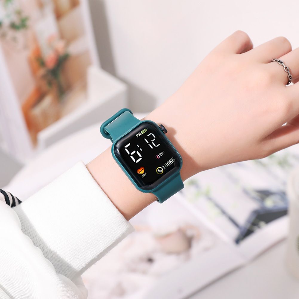 New LED electronic watch, rainbow square heart-shaped watch, waterproof digital sports student electronic watch, simple and fashionable