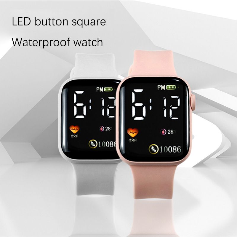 New LED electronic watch, rainbow square heart-shaped watch, waterproof digital sports student electronic watch, simple and fashionable