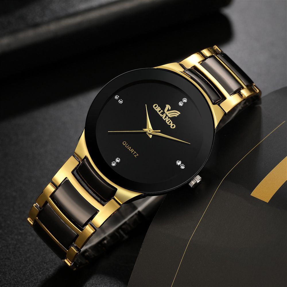 New Three Color Quartz Watch, Fashion and Casual Set Water Diamond Steel Band Watch, Couple Watch Set, Simple and Elegant Watch, Fashion and Trendy Business Elegant British Style Men's Watch