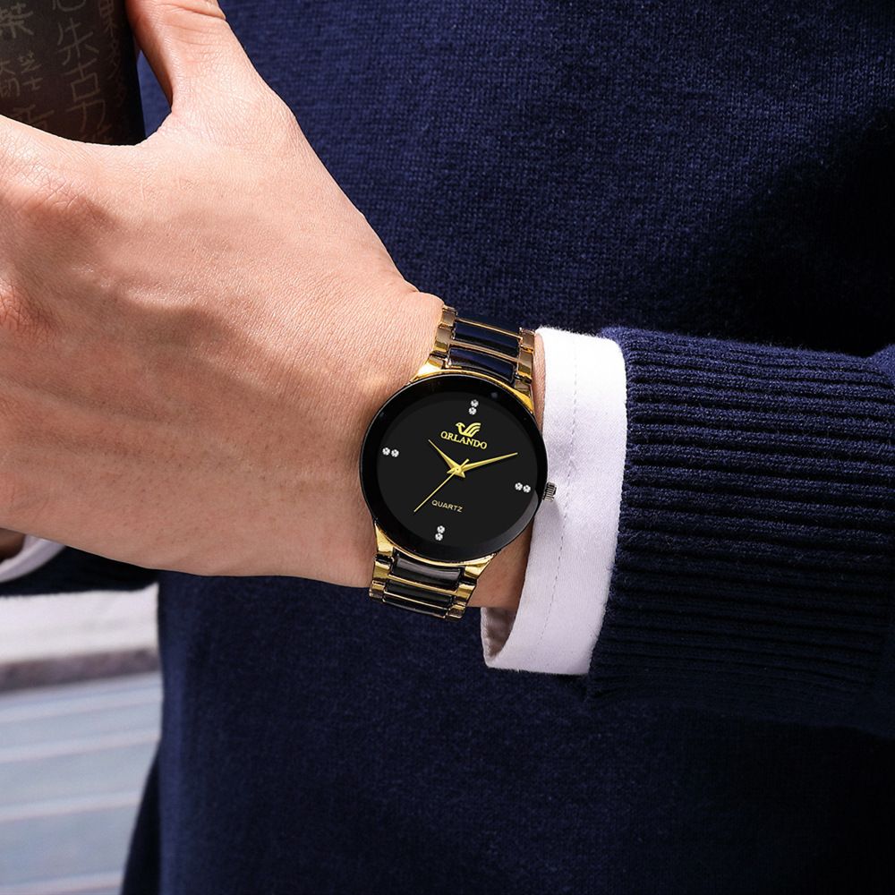 New Three Color Quartz Watch, Fashion and Casual Set Water Diamond Steel Band Watch, Couple Watch Set, Simple and Elegant Watch, Fashion and Trendy Business Elegant British Style Men's Watch