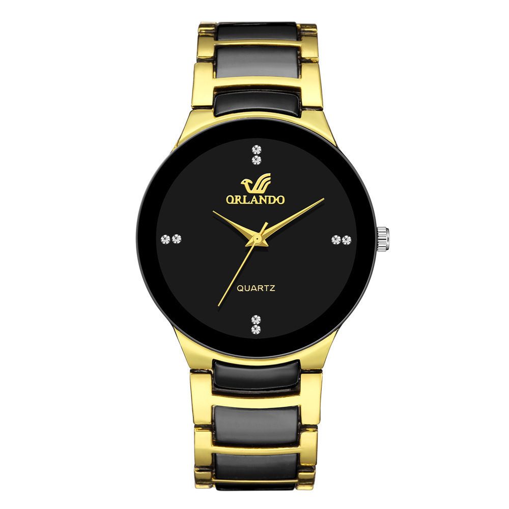 New Three Color Quartz Watch, Fashion and Casual Set Water Diamond Steel Band Watch, Couple Watch Set, Simple and Elegant Watch, Fashion and Trendy Business Elegant British Style Men's Watch